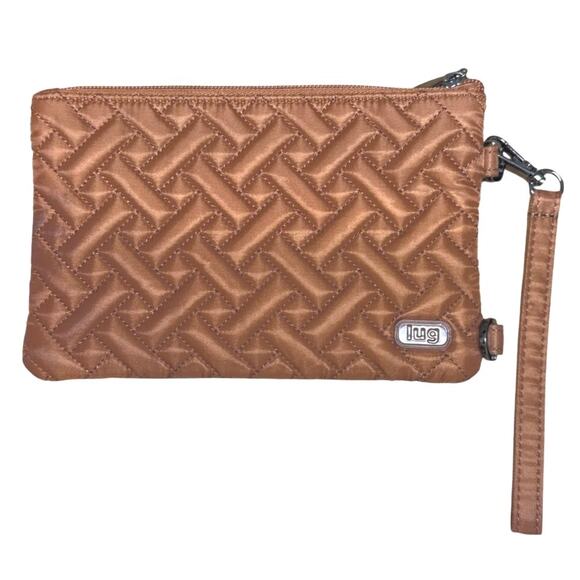 Lug Peekaboo Wristlet Quilted Pouch Copper Brown Purse Travel Clutch 8” x 5” - Picture 1 of 4